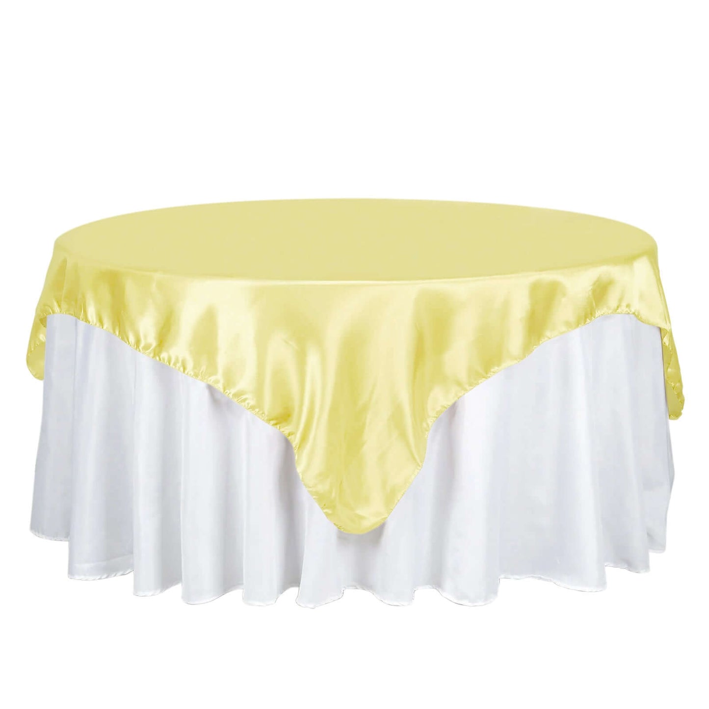 Satin 72"x72" Table Overlay Square Tablecloth Yellow - Smooth Finish Table Cover - NestOCart