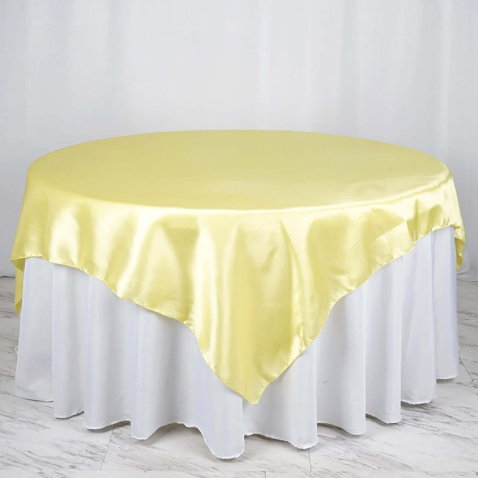 Satin 72"x72" Table Overlay Square Tablecloth Yellow - Smooth Finish Table Cover - NestOCart