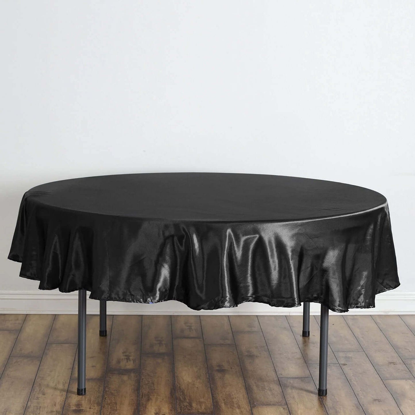 Satin 90" Round Tablecloth Black - Smooth and Lustrous Table Cover - NestOCart
