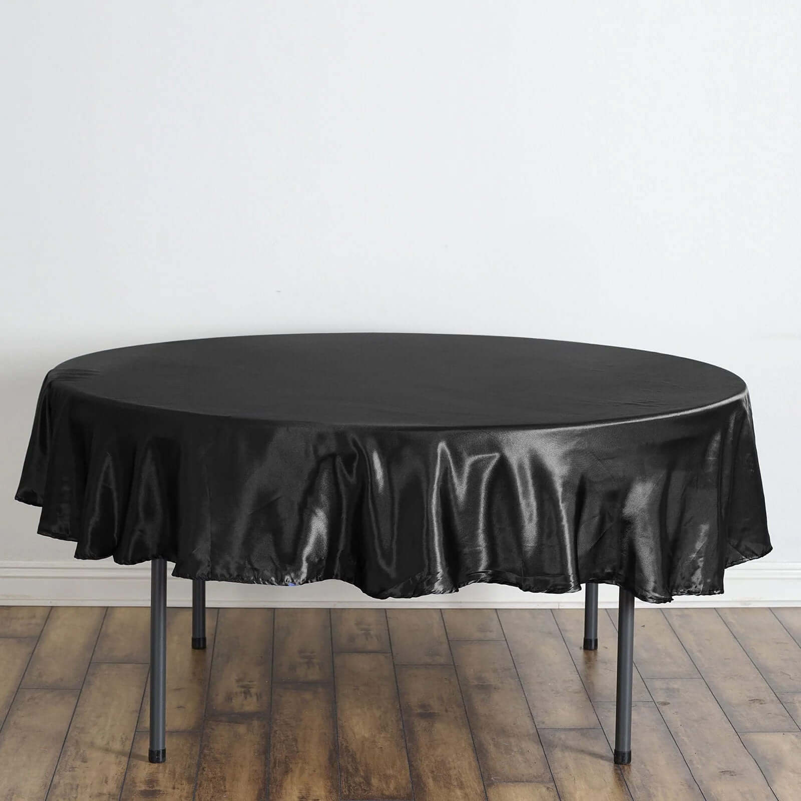 Satin 90" Round Tablecloth Black - Smooth and Lustrous Table Cover - NestOCart