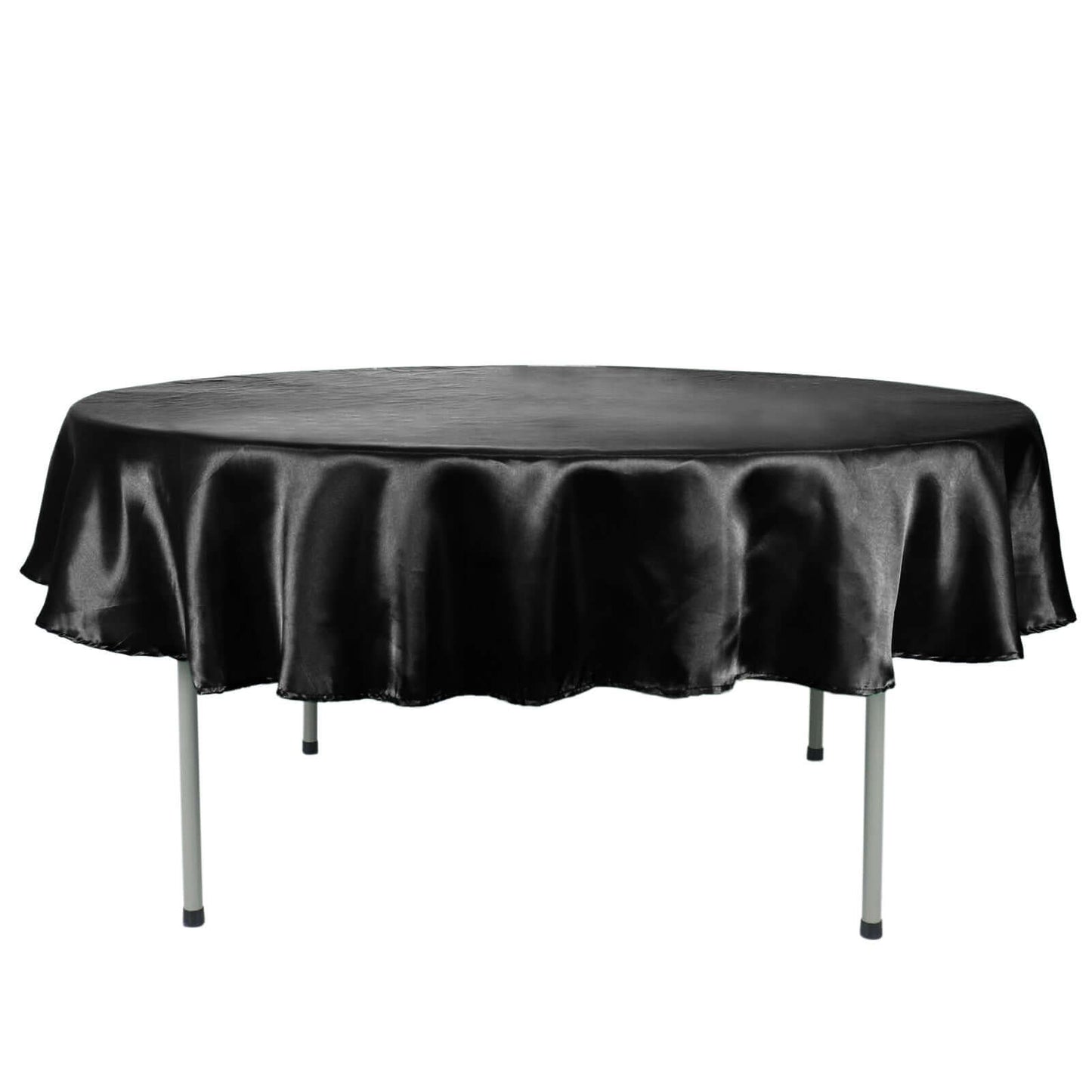 Satin 90" Round Tablecloth Black - Smooth and Lustrous Table Cover - NestOCart