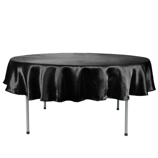 Satin 90" Round Tablecloth Black - Smooth and Lustrous Table Cover - NestOCart