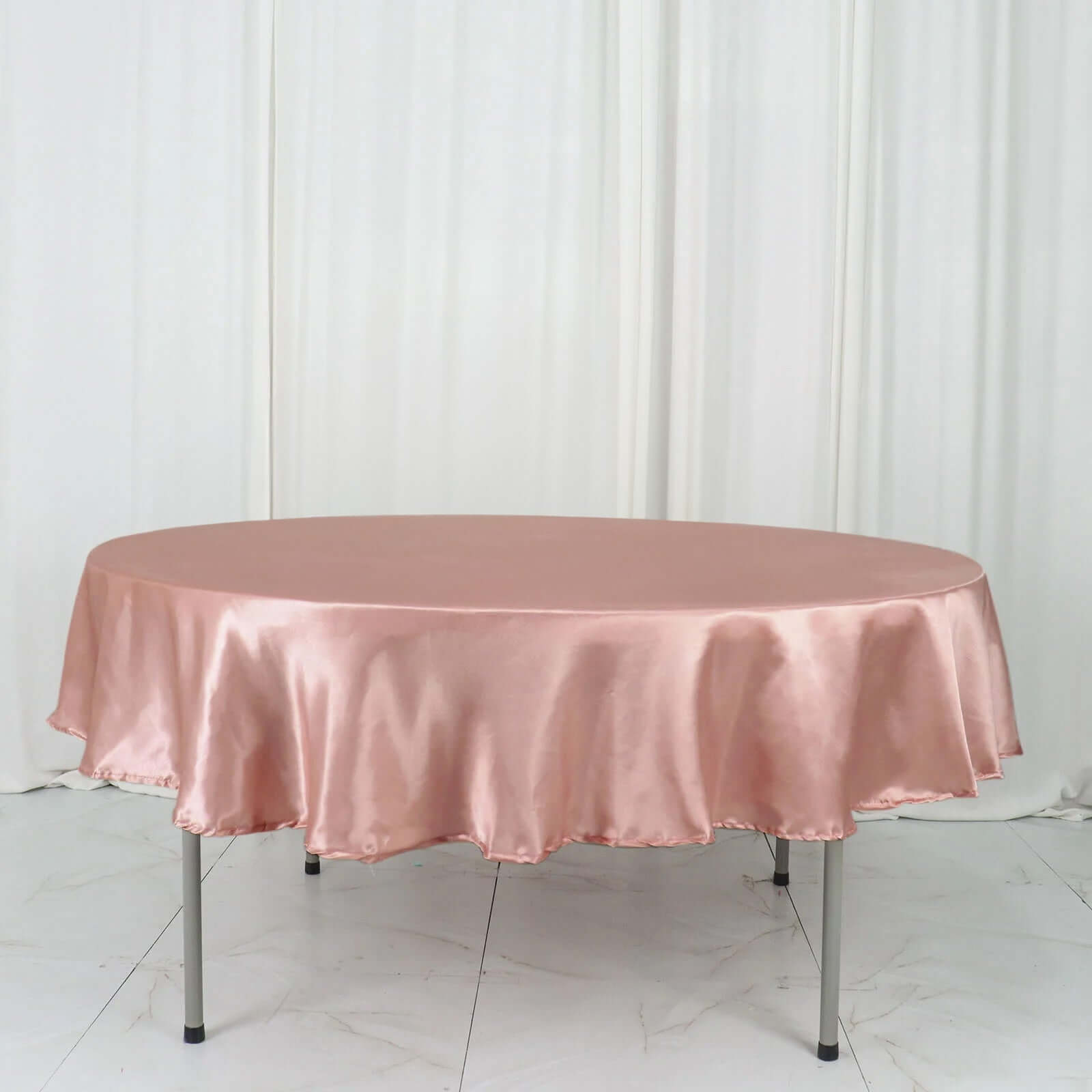 Satin 90" Round Tablecloth Dusty Rose - Smooth and Lustrous Table Cover - Bell Racket Store