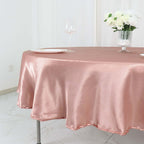 Satin 90" Round Tablecloth Dusty Rose - Smooth and Lustrous Table Cover - Bell Racket Store