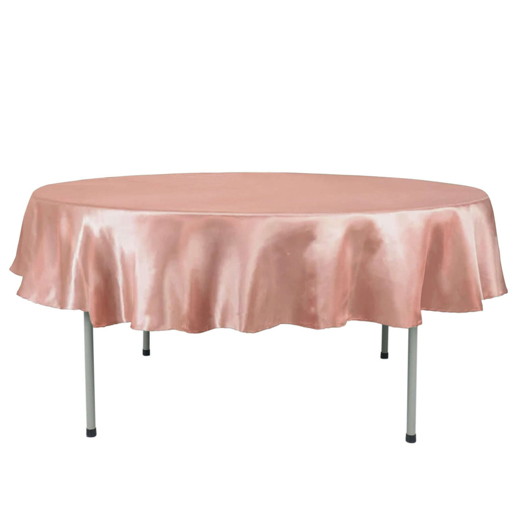 Satin 90" Round Tablecloth Dusty Rose - Smooth and Lustrous Table Cover - Bell Racket Store