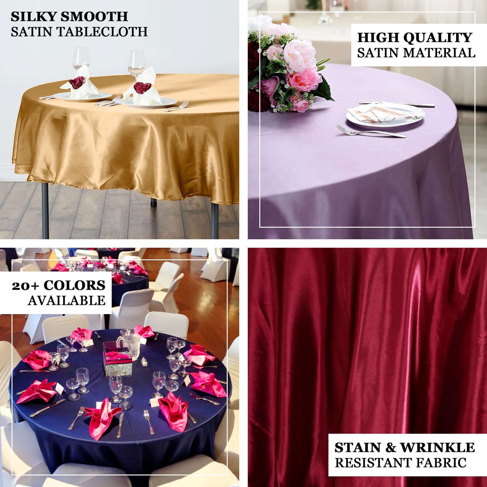 Satin 90" Round Tablecloth Dusty Rose - Smooth and Lustrous Table Cover - Bell Racket Store