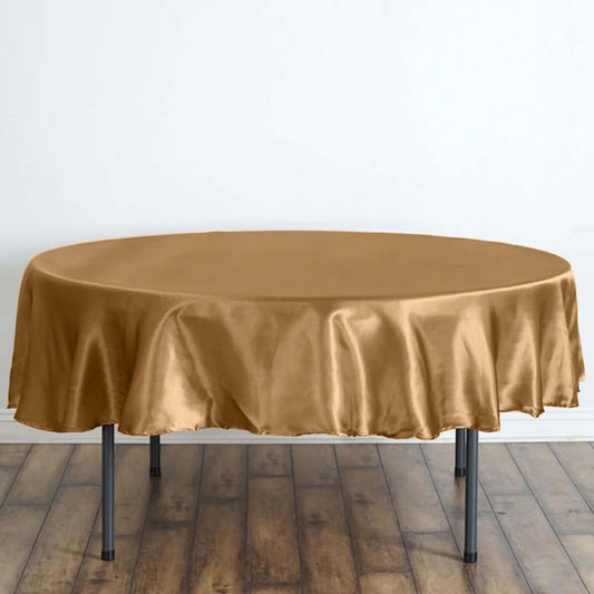 Satin 90" Round Tablecloth Gold - Smooth and Lustrous Table Cover - NestOCart