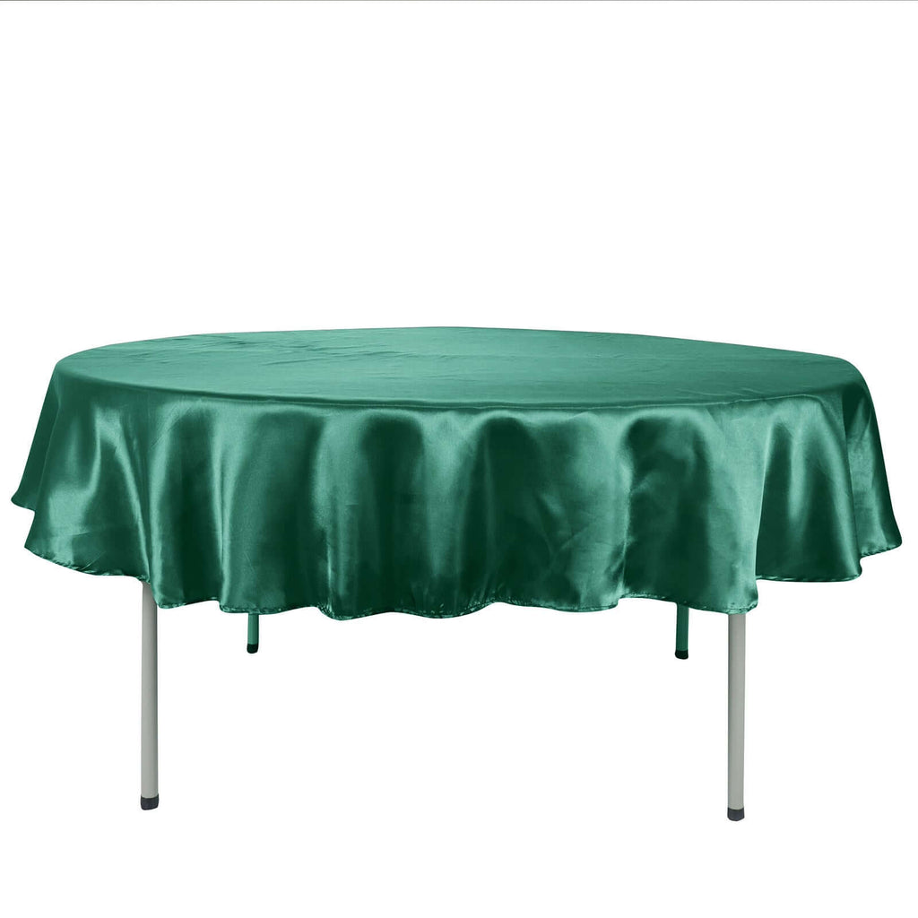 Satin 90" Round Tablecloth Hunter Emerald Green - Smooth and Lustrous Table Cover - Bell Racket Store