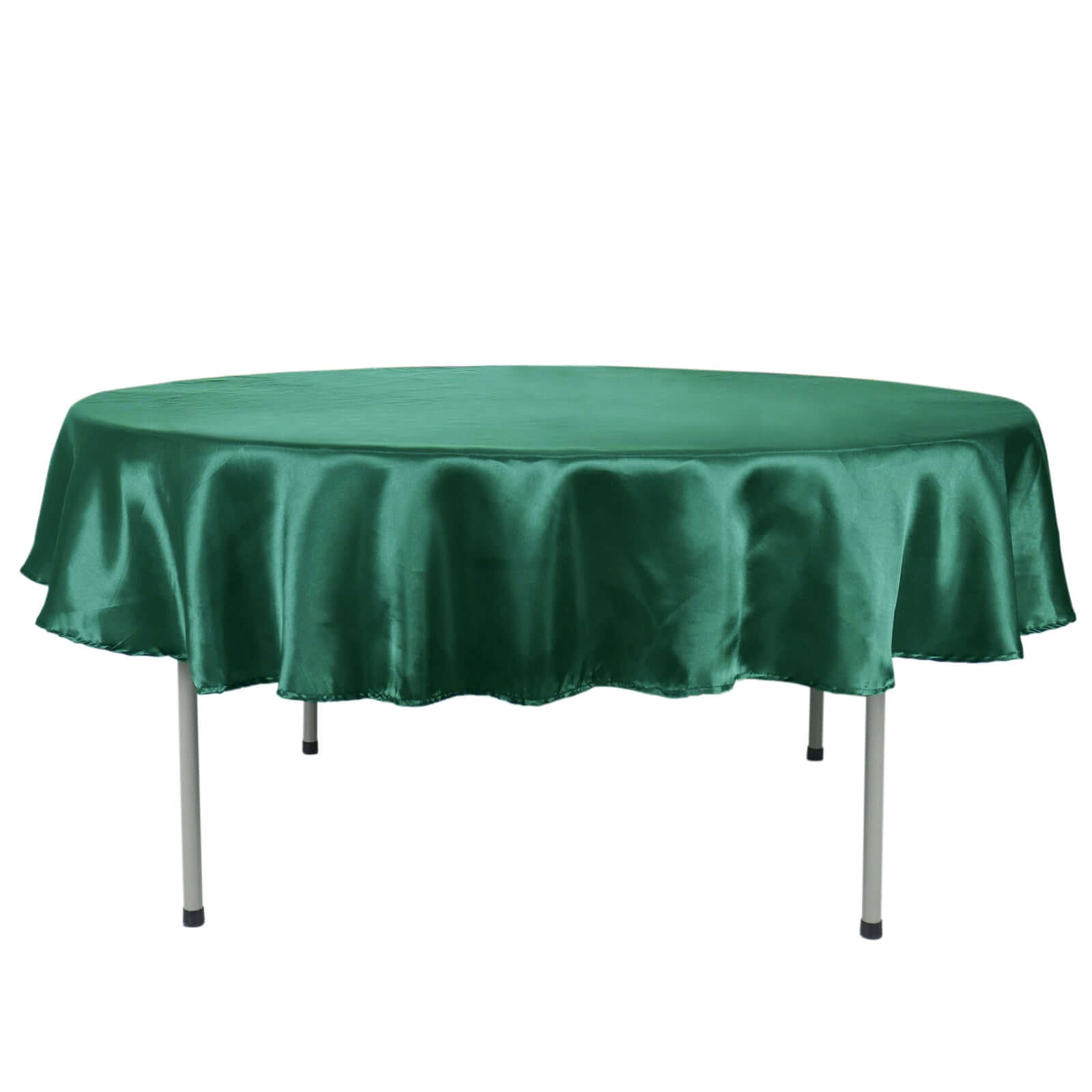 Satin 90" Round Tablecloth Hunter Emerald Green - Smooth and Lustrous Table Cover - Bell Racket Store