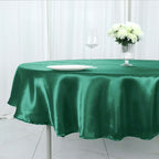 Satin 90" Round Tablecloth Hunter Emerald Green - Smooth and Lustrous Table Cover - Bell Racket Store