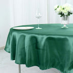 Satin 90" Round Tablecloth Hunter Emerald Green - Smooth and Lustrous Table Cover - Bell Racket Store