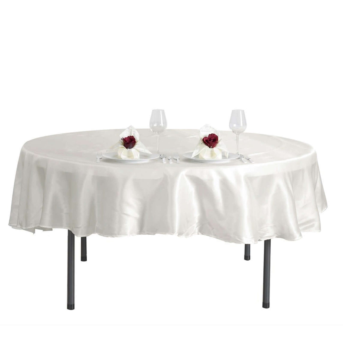 Satin 90" Round Tablecloth Ivory - Smooth and Lustrous Table Cover - NestOCart