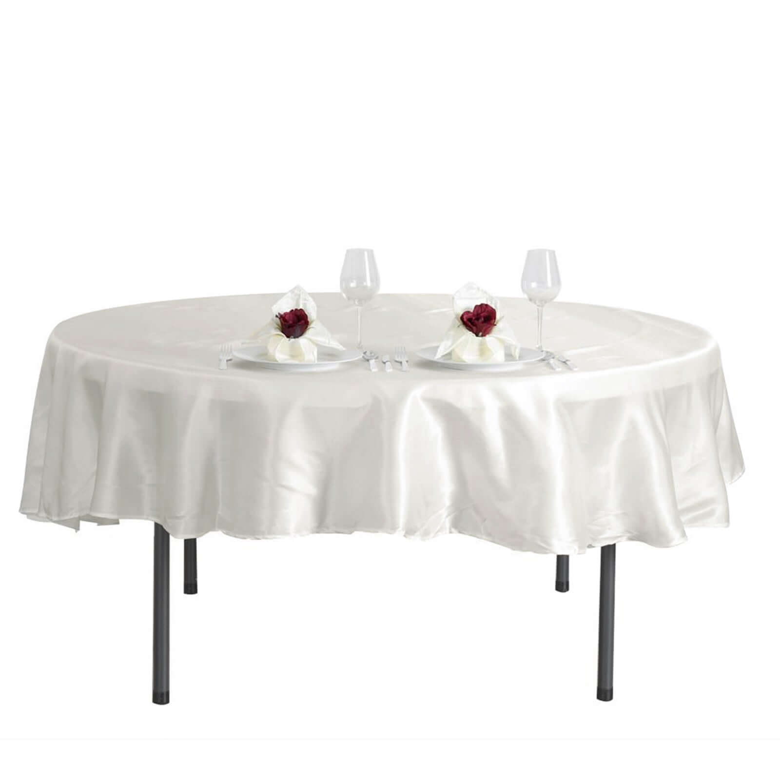 Satin 90" Round Tablecloth Ivory - Smooth and Lustrous Table Cover - NestOCart