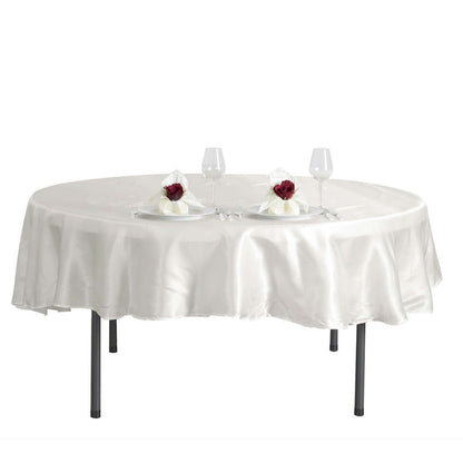 Satin 90" Round Tablecloth Ivory - Smooth and Lustrous Table Cover - NestOCart