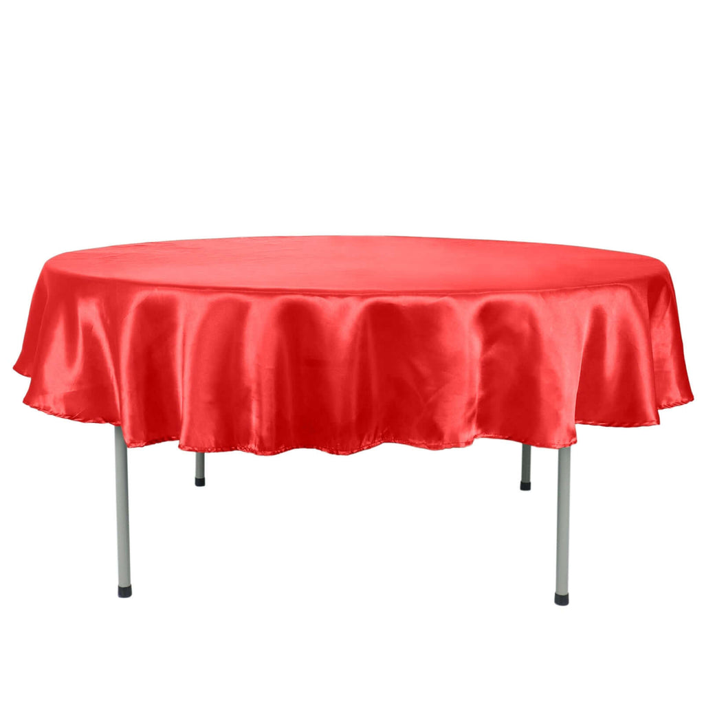 Satin 90" Round Tablecloth Red - Smooth and Lustrous Table Cover