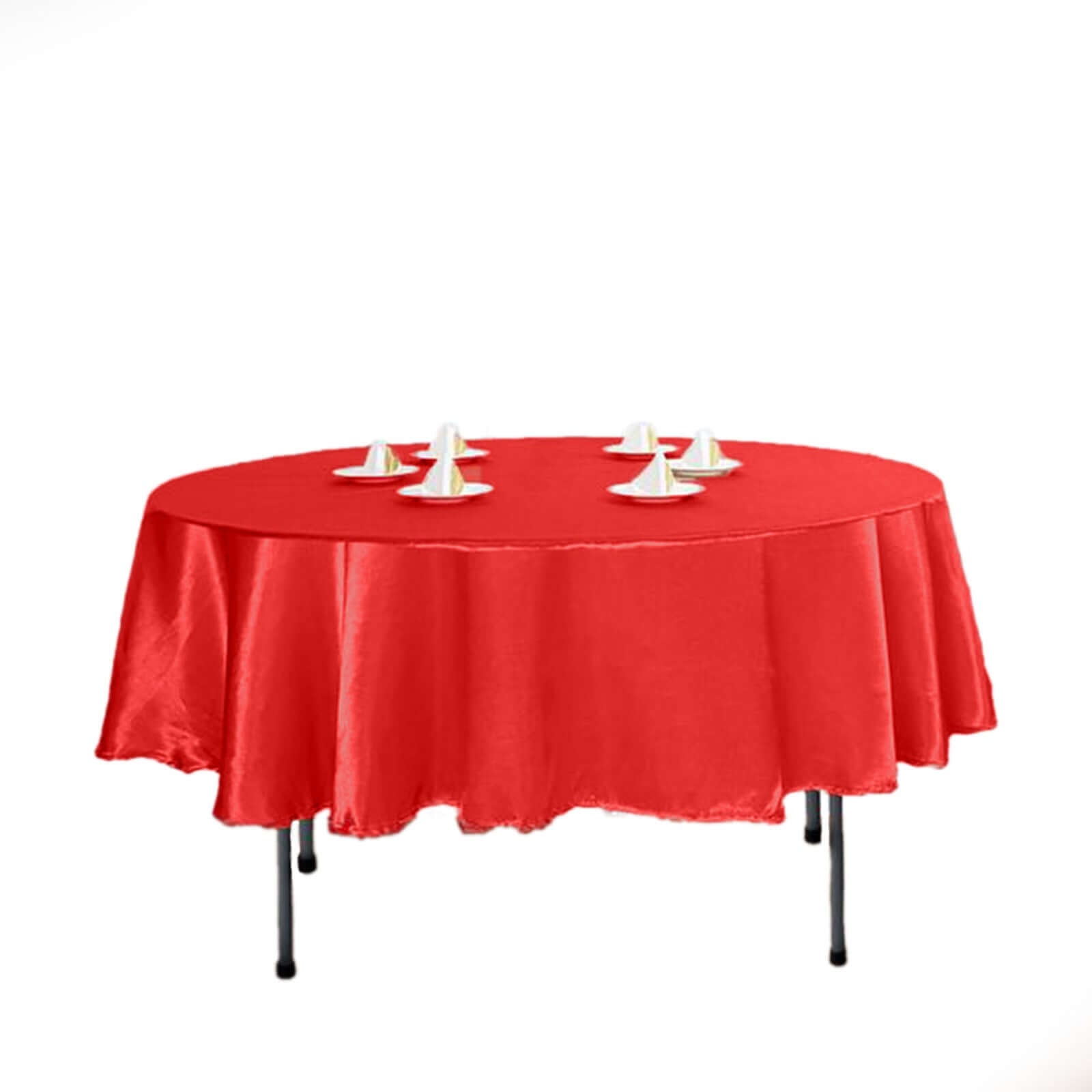 Satin 90" Round Tablecloth Red - Smooth and Lustrous Table Cover - NestOCart