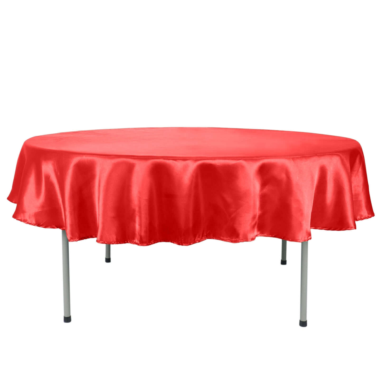 Satin 90" Round Tablecloth Red - Smooth and Lustrous Table Cover - NestOCart