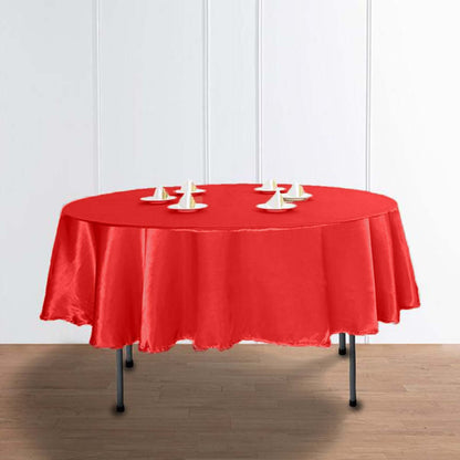 Satin 90" Round Tablecloth Red - Smooth and Lustrous Table Cover - NestOCart