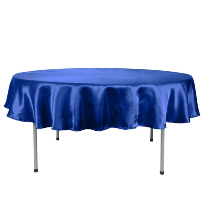 Satin 90" Round Tablecloth Royal Blue - Smooth and Lustrous Table Cover - NestOCart