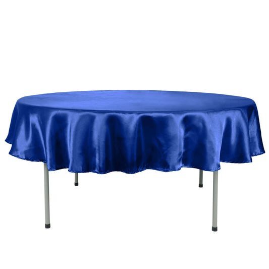 Satin 90" Round Tablecloth Royal Blue - Smooth and Lustrous Table Cover - NestOCart