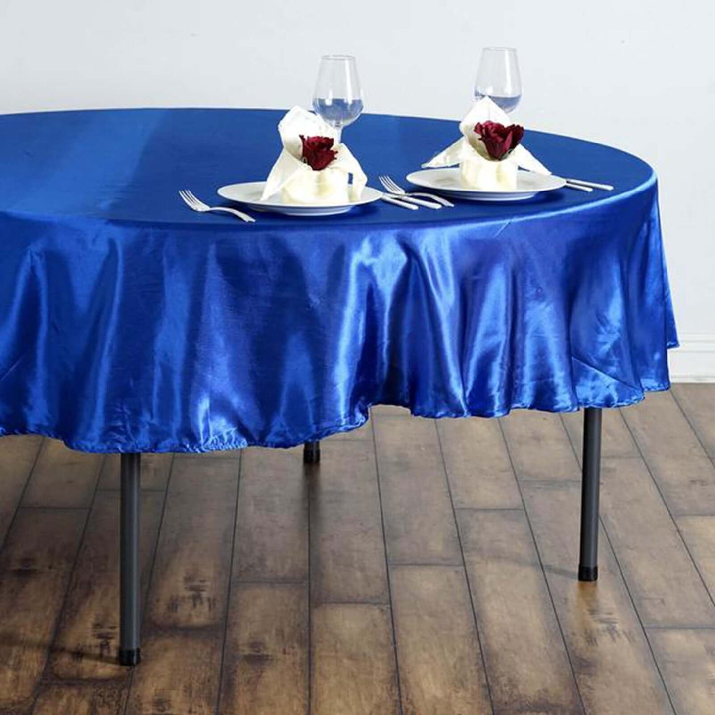 Satin 90" Round Tablecloth Royal Blue - Smooth and Lustrous Table Cover - NestOCart