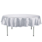 Satin 90" Round Tablecloth White - Smooth and Lustrous Table Cover for Weddings & Events