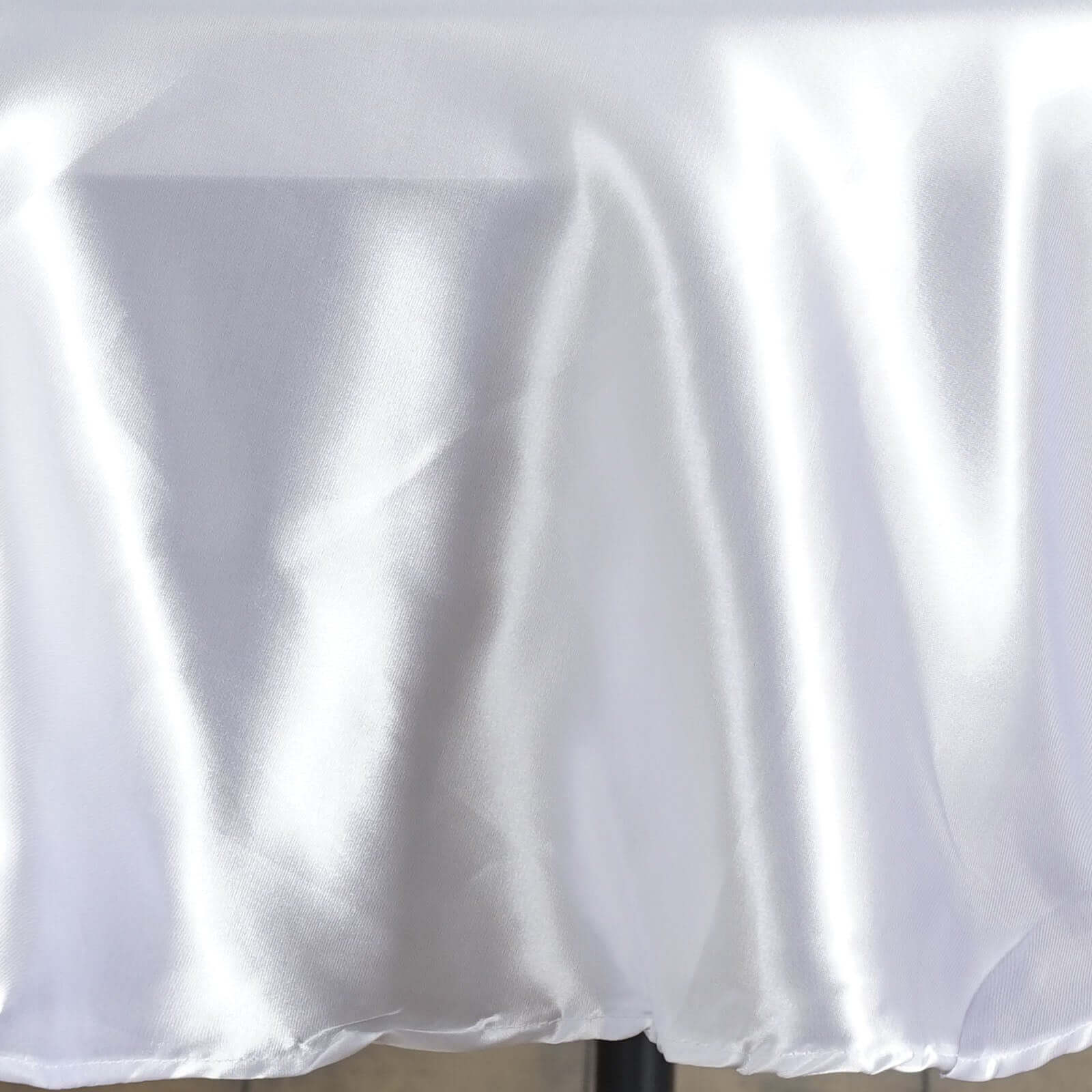 Satin 90" Round Tablecloth White - Smooth and Lustrous Table Cover for Weddings & Events - NestOCart
