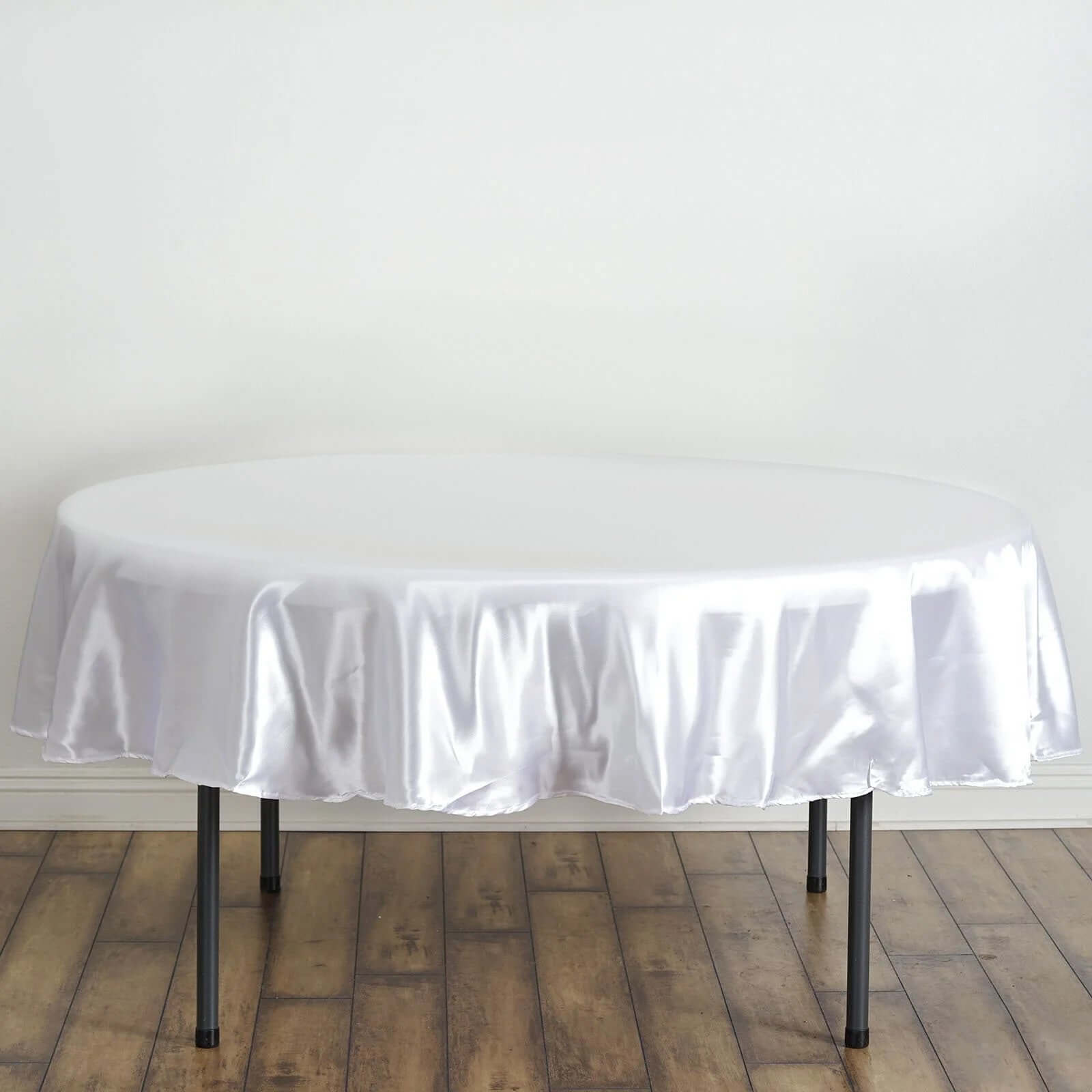 Satin 90" Round Tablecloth White - Smooth and Lustrous Table Cover for Weddings & Events - NestOCart