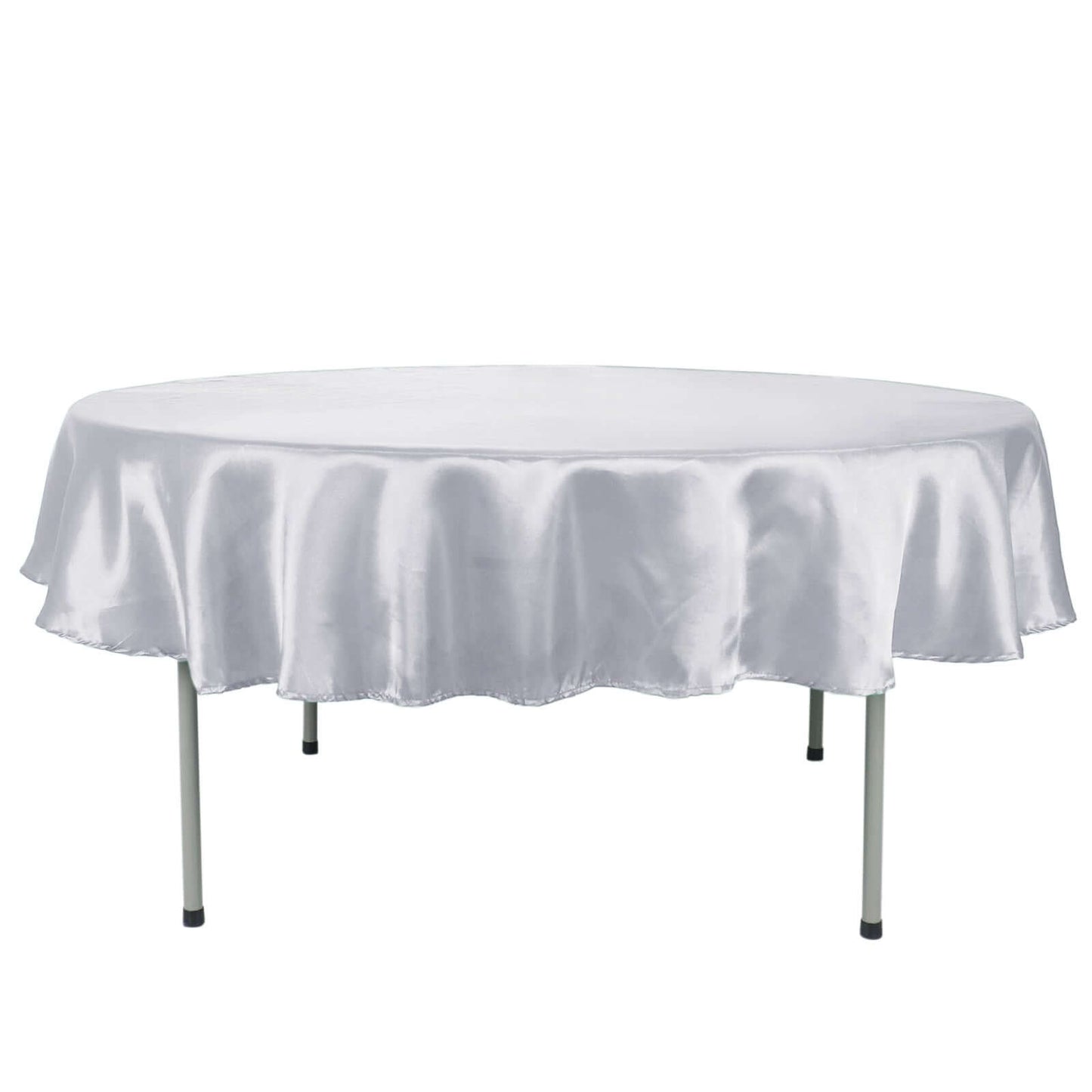 Satin 90" Round Tablecloth White - Smooth and Lustrous Table Cover for Weddings & Events - NestOCart