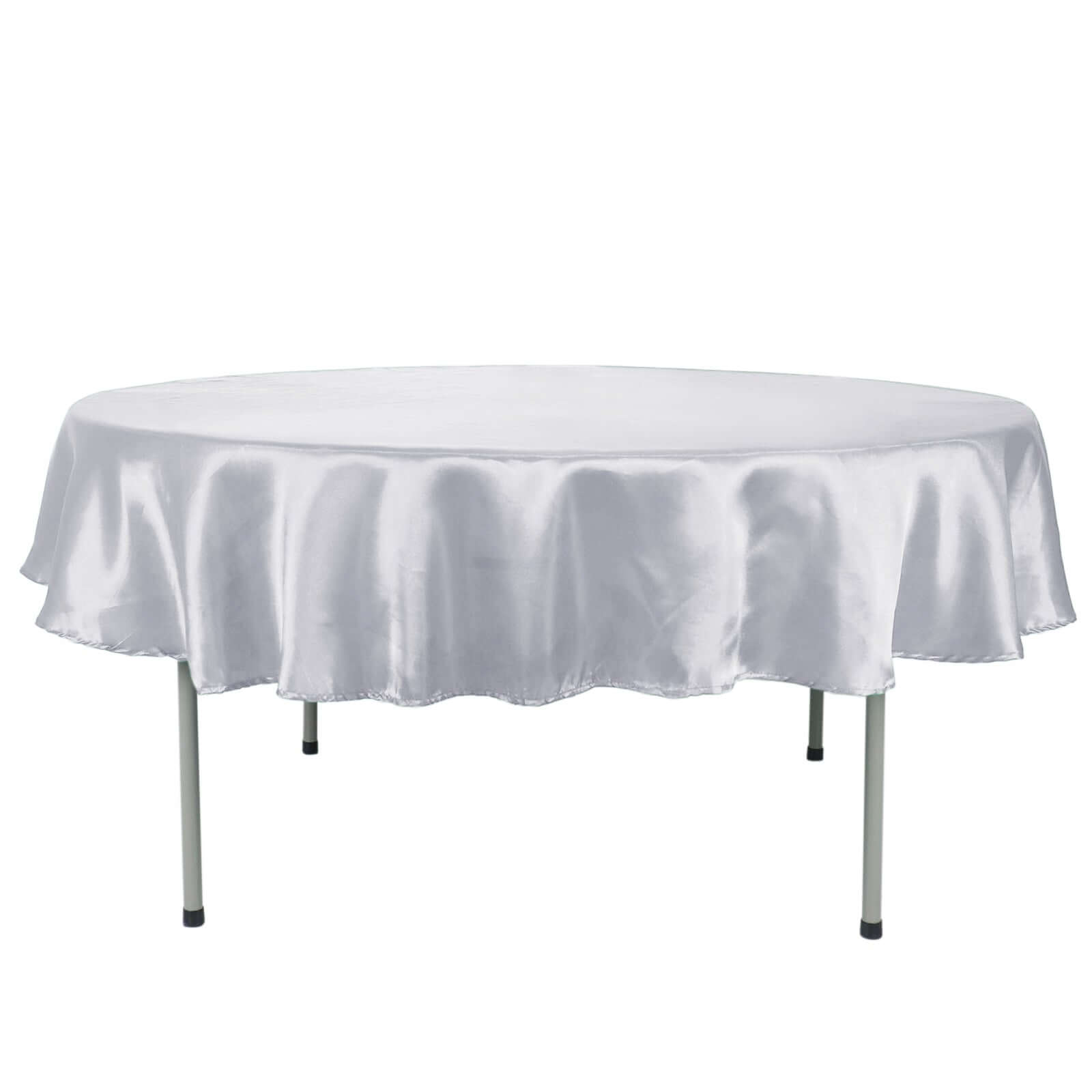 Satin 90" Round Tablecloth White - Smooth and Lustrous Table Cover for Weddings & Events - NestOCart