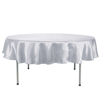 Satin 90" Round Tablecloth White - Smooth and Lustrous Table Cover for Weddings & Events - NestOCart