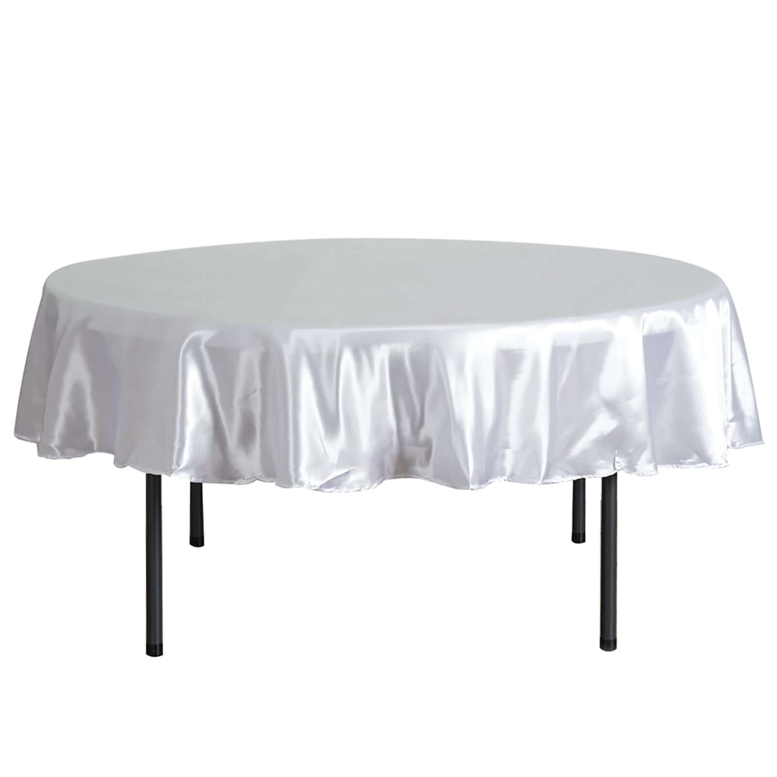 Satin 90" Round Tablecloth White - Smooth and Lustrous Table Cover for Weddings & Events - NestOCart
