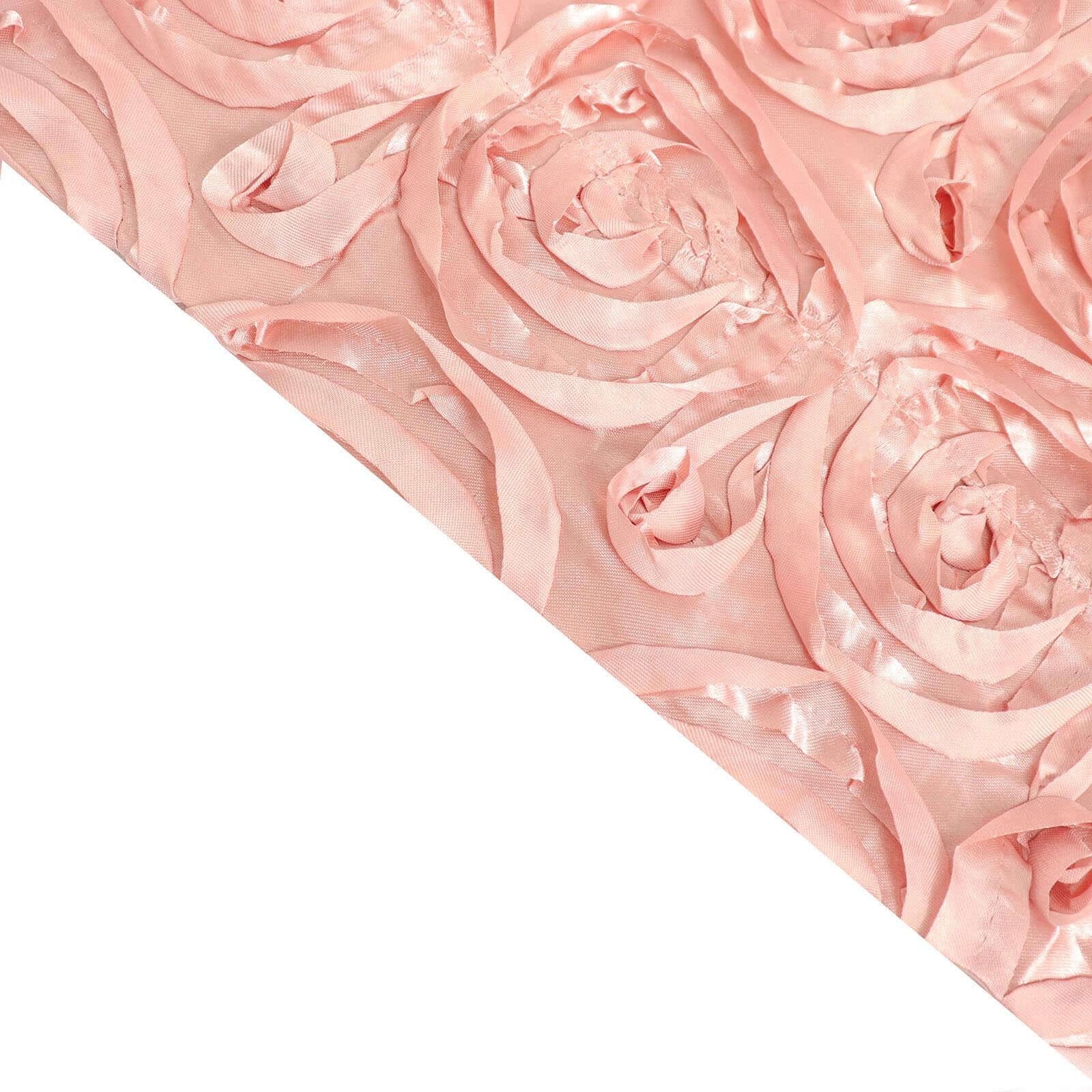 Satin 90"x132" Rectangle Tablecloth Dusty Rose - Grandiose 3D Rosette Seamless Table Cover - Bell Racket Store