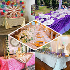 Satin 90"x132" Rectangle Tablecloth Dusty Rose - Grandiose 3D Rosette Seamless Table Cover - Bell Racket Store