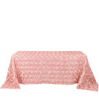 Satin 90"x132" Rectangle Tablecloth Dusty Rose - Grandiose 3D Rosette Seamless Table Cover - Bell Racket Store