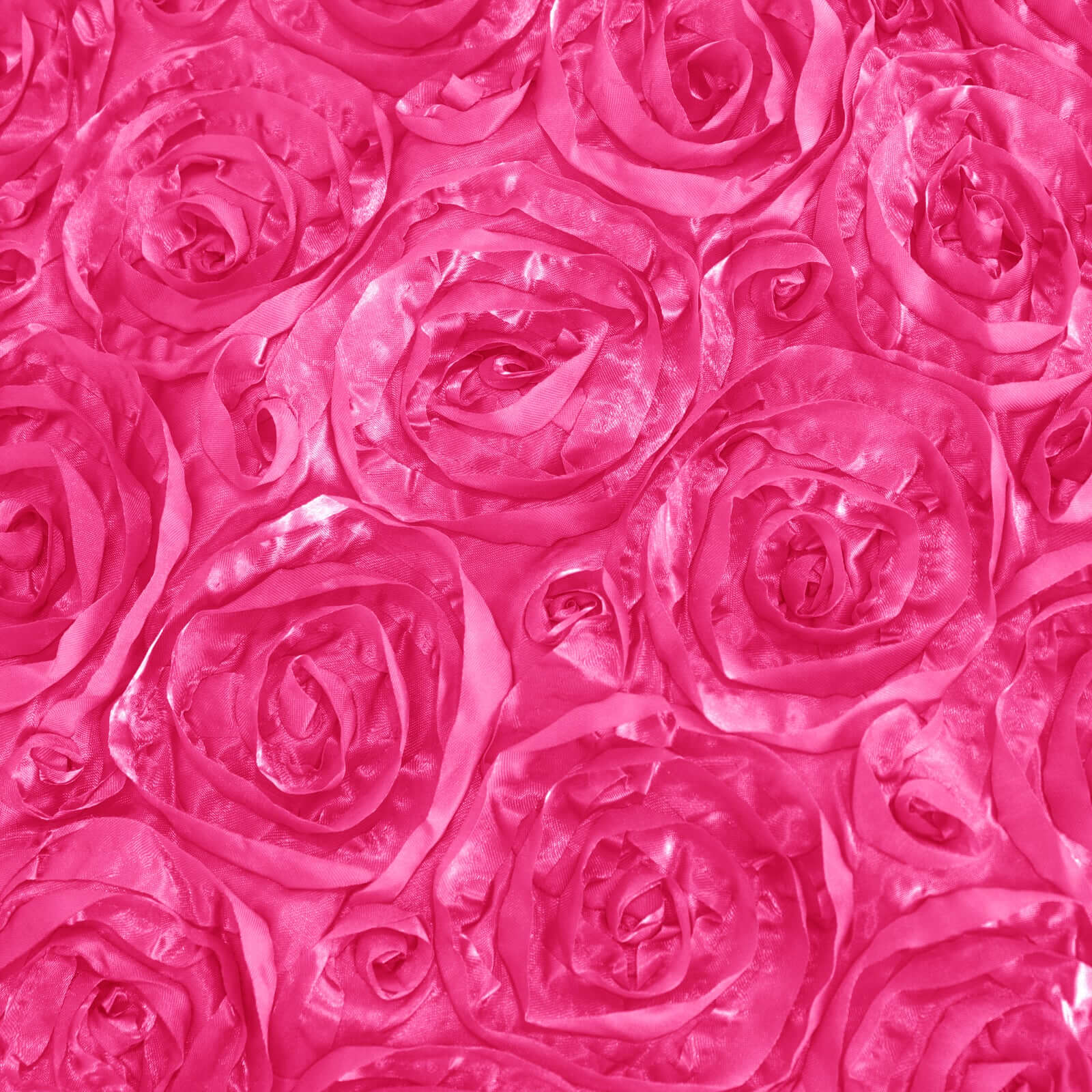 Satin 90"x132" Rectangle Tablecloth Fuchsia - Grandiose 3D Rosette Seamless Table Cover - NestOCart