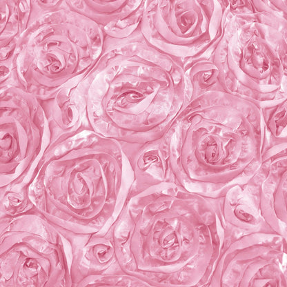 Satin 90"x132" Rectangle Tablecloth Pink - Grandiose 3D Rosette Seamless Table Cover - NestOCart