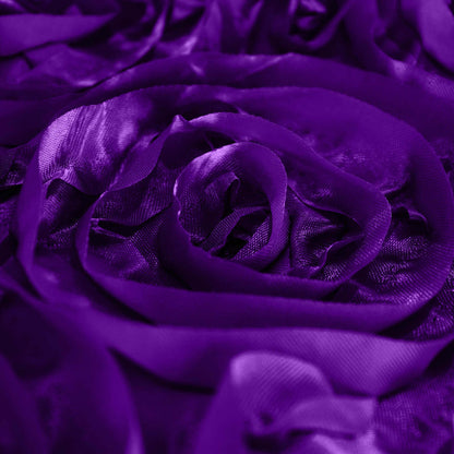 Satin 90"x132" Rectangle Tablecloth Purple - Grandiose 3D Rosette Seamless Table Cover - NestOCart