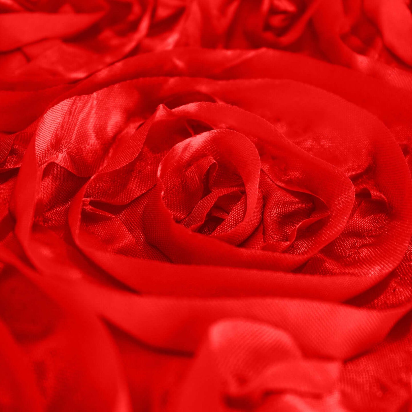 Satin 90"x132" Rectangle Tablecloth Red - Grandiose 3D Rosette Seamless Table Cover - NestOCart