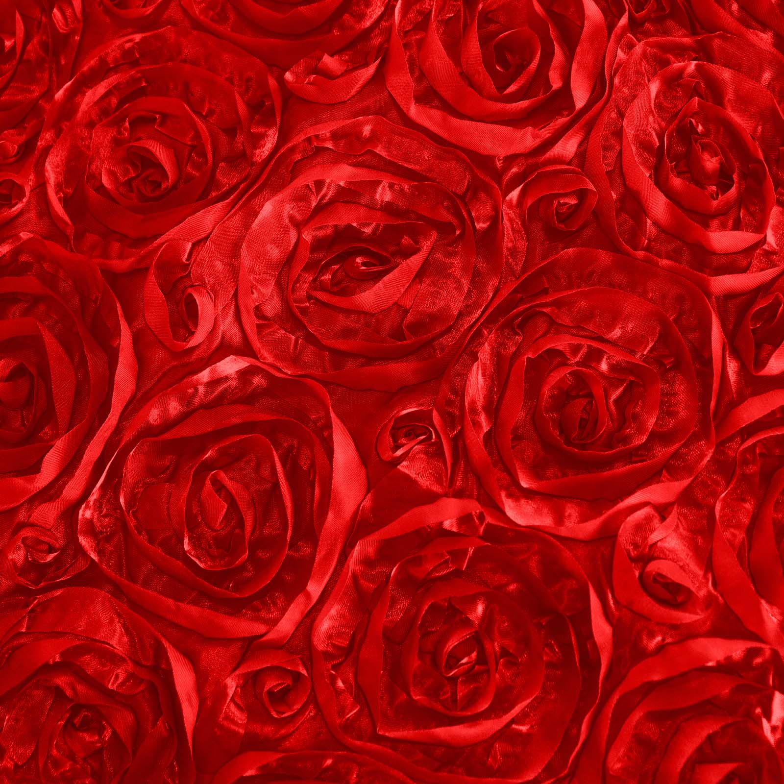 Satin 90"x132" Rectangle Tablecloth Red - Grandiose 3D Rosette Seamless Table Cover - NestOCart