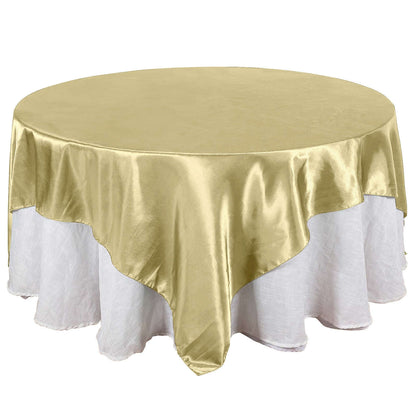 Satin 90"x90" Table Overlay Square Tablecloth Champagne - Smooth Finish Table Topper - NestOCart