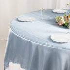 Satin 90"x90" Table Overlay Square Tablecloth Dusty Blue - Smooth Finish Table Topper - Bell Racket Store