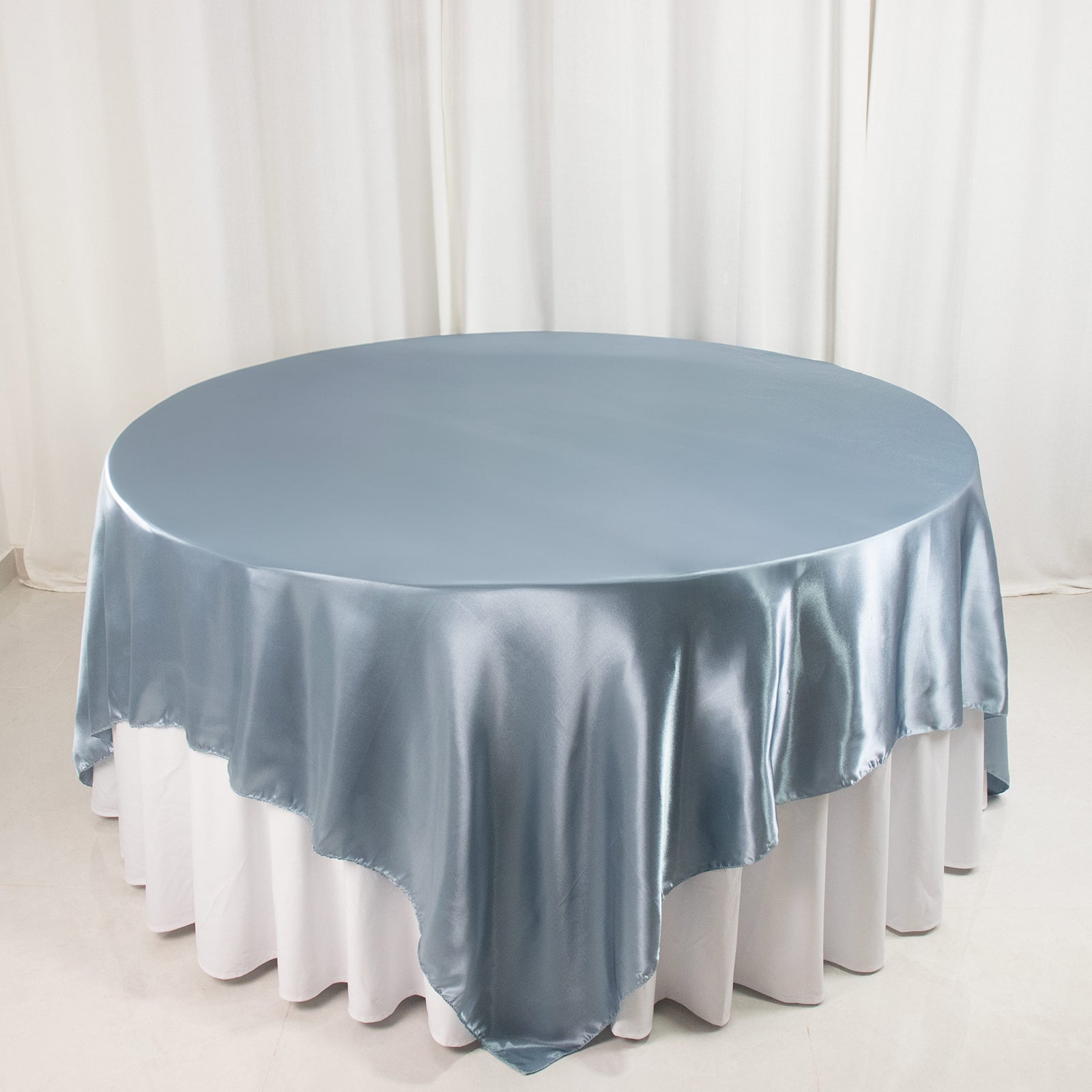 Satin 90"x90" Table Overlay Square Tablecloth Dusty Blue - Smooth Finish Table Topper - Bell Racket Store