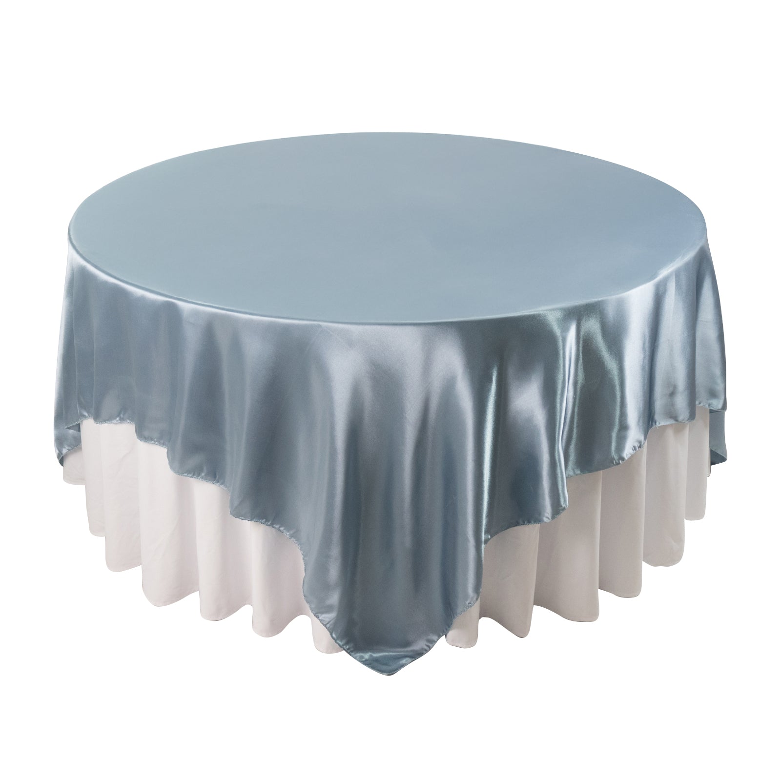 Satin 90"x90" Table Overlay Square Tablecloth Dusty Blue - Smooth Finish Table Topper - Bell Racket Store