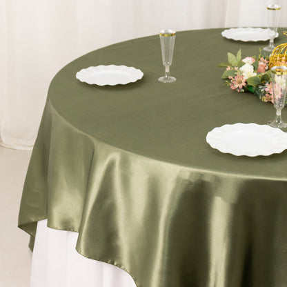Satin 90"x90" Table Overlay Square Tablecloth Dusty Sage Green - Smooth Finish Table Topper - Bell Racket Store