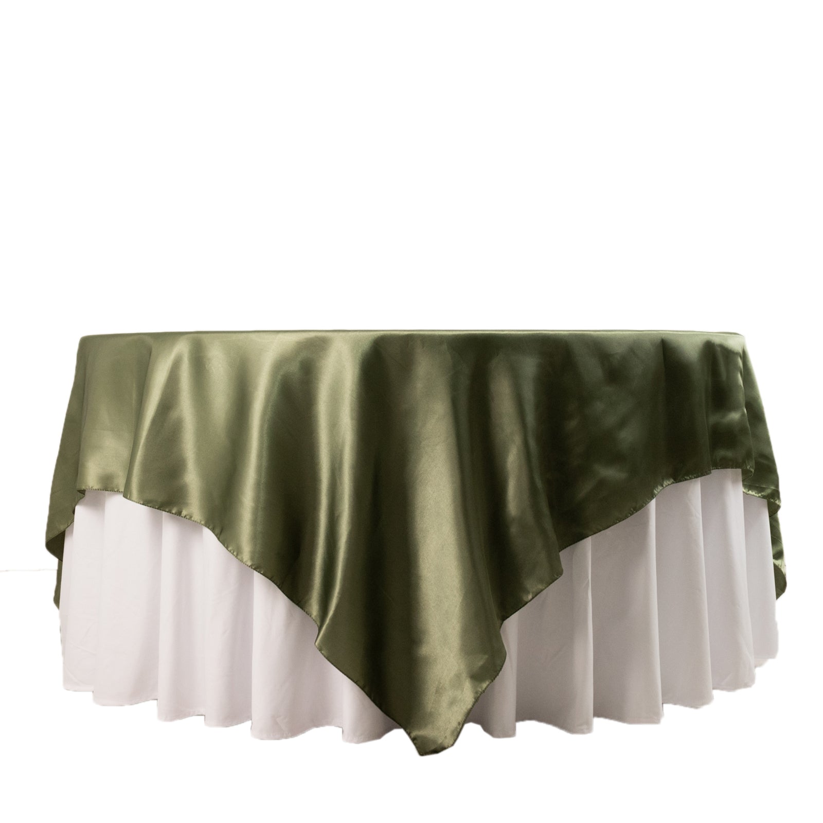 Satin 90"x90" Table Overlay Square Tablecloth Dusty Sage Green - Smooth Finish Table Topper - Bell Racket Store