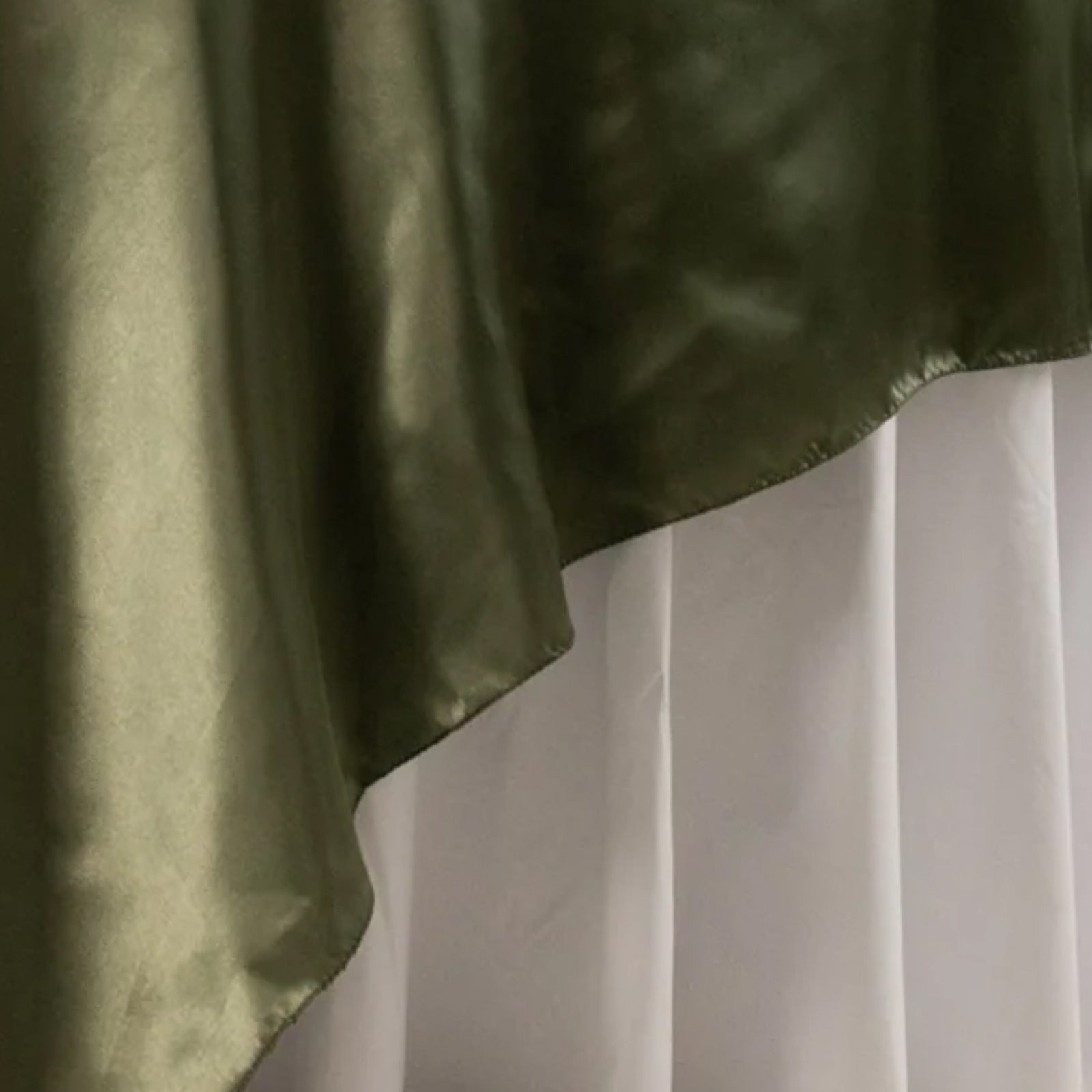 Satin 90"x90" Table Overlay Square Tablecloth Dusty Sage Green - Smooth Finish Table Topper - Bell Racket Store