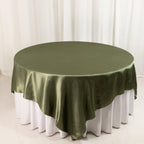 Satin 90"x90" Table Overlay Square Tablecloth Dusty Sage Green - Smooth Finish Table Topper - Bell Racket Store