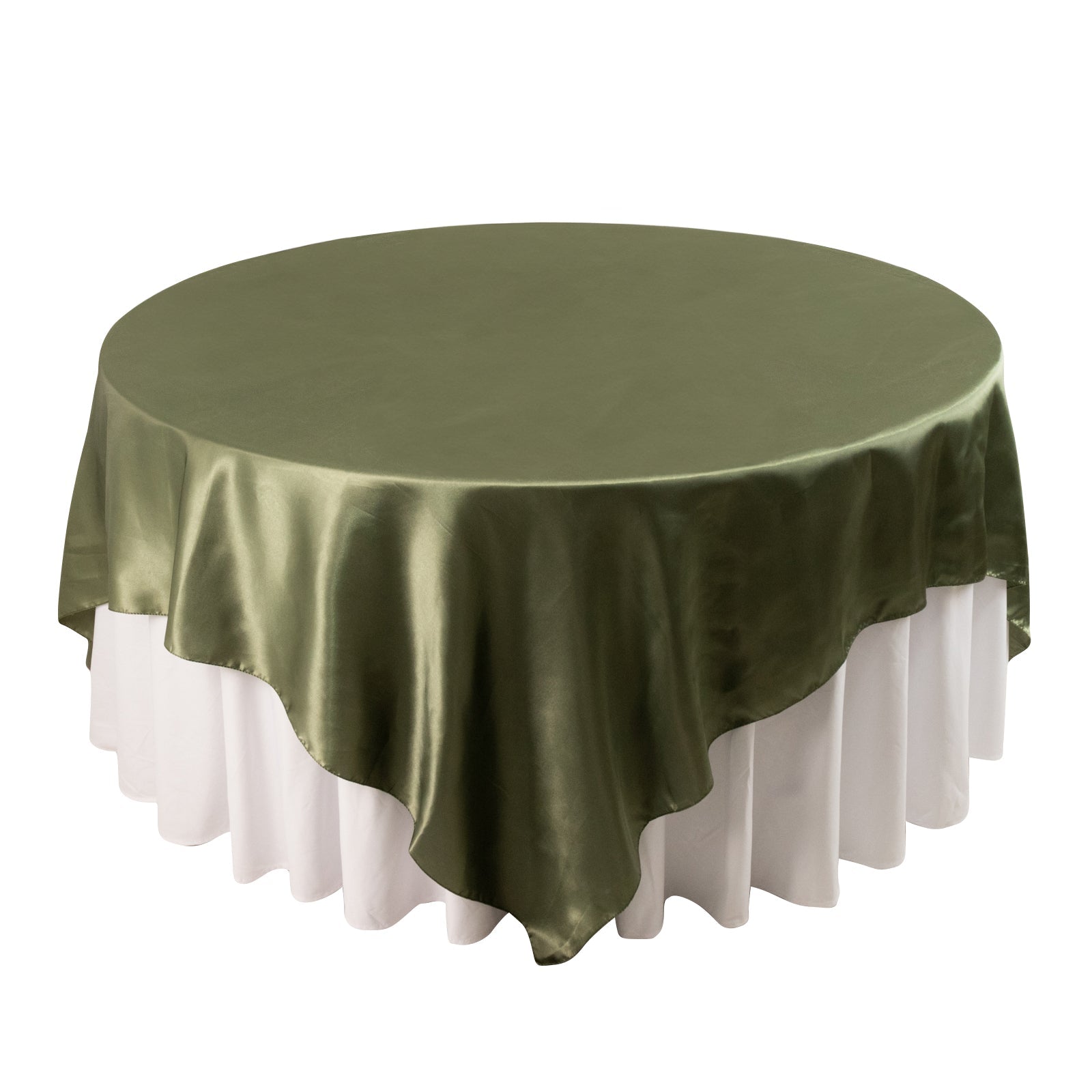 Satin 90"x90" Table Overlay Square Tablecloth Dusty Sage Green - Smooth Finish Table Topper - Bell Racket Store