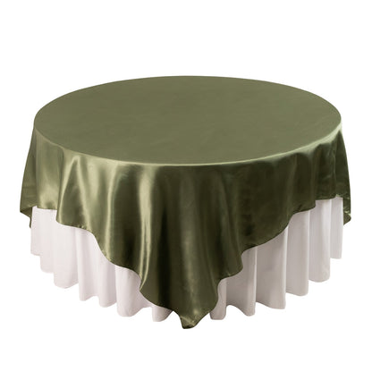 Satin 90"x90" Table Overlay Square Tablecloth Dusty Sage Green - Smooth Finish Table Topper - Bell Racket Store